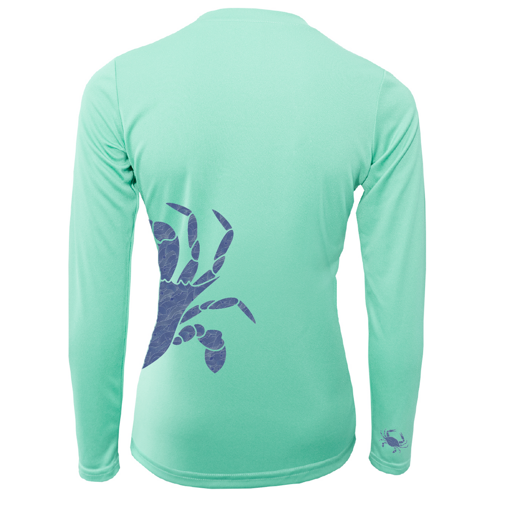 Blue Crab Wrap Women's Long Sleeve UPF 50+ Dry-Fit Shirt – Saltwater Born