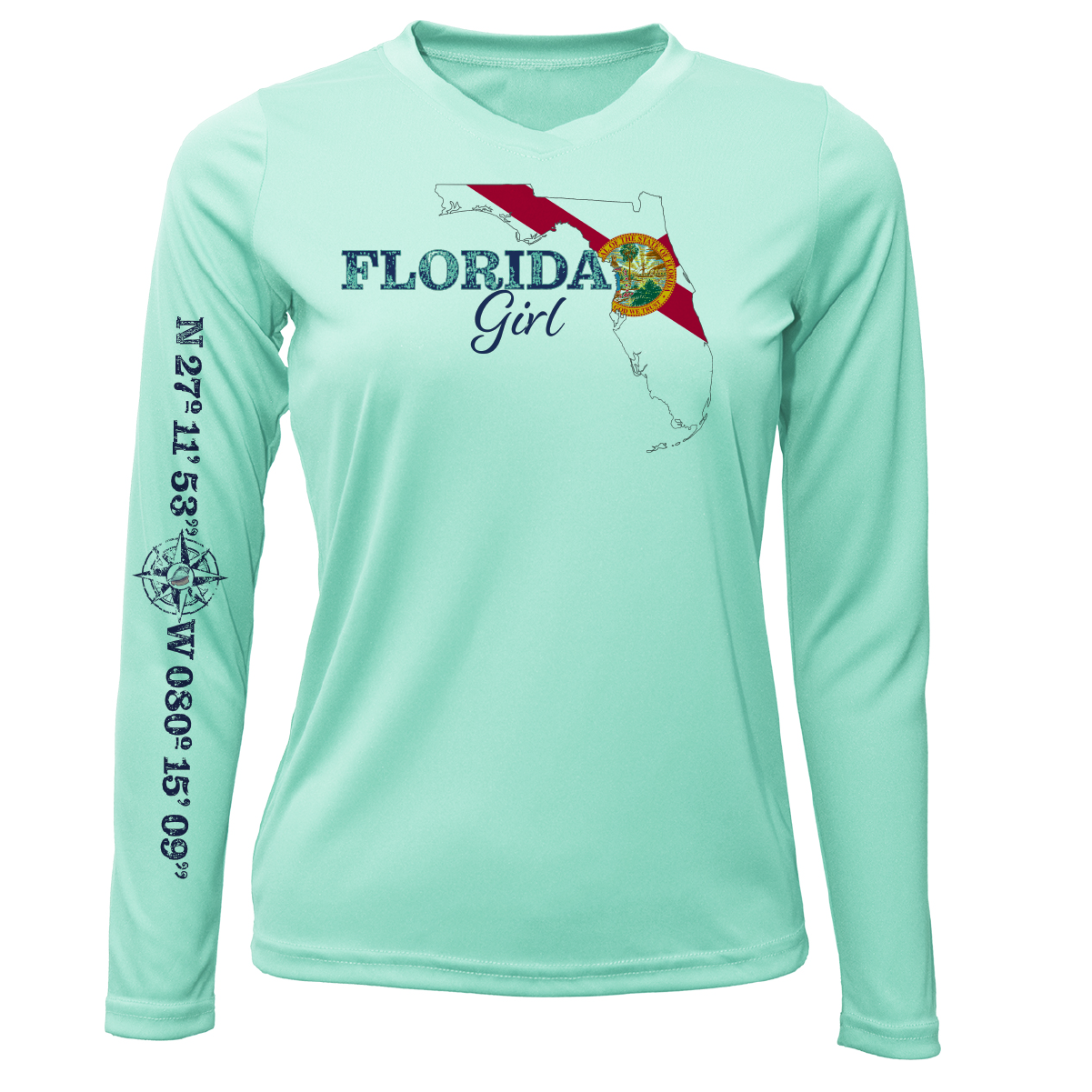 Lat/Long Stuart Florida Girl Long Sleeve UPF 50+ Dry-Fit Shirt