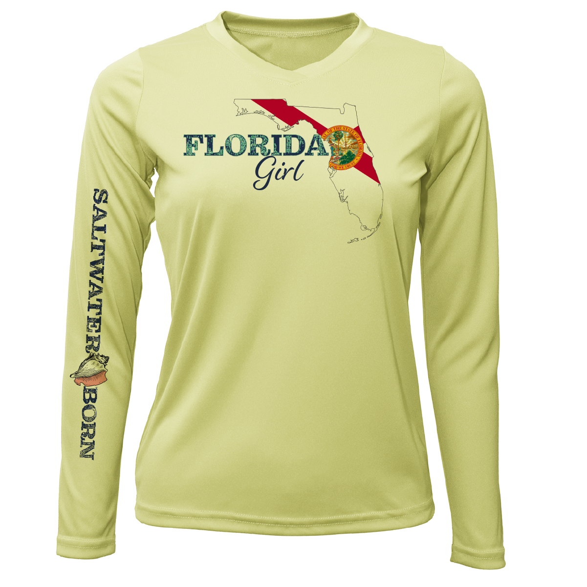Linear Logo Stuart Florida Camisa de manga larga para niña UPF 50+ Dry-Fit