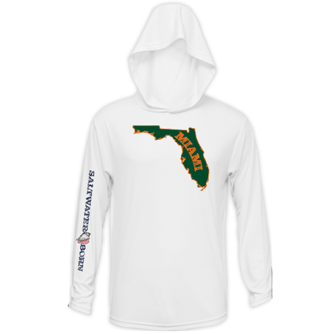 Miami Orange and Green Long Sleeve UPF 50+ Dry-Fit Hoodie
