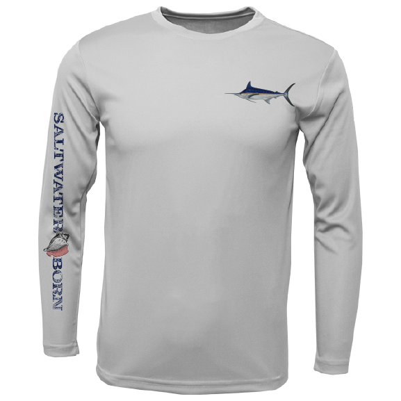 Camisa Blue Marlin de manga larga con ajuste seco UPF 50+ en el pecho