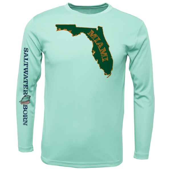 Miami Orange and Green Key West, FL Long Sleeve UPF 50+ Dry-Fit Shirt