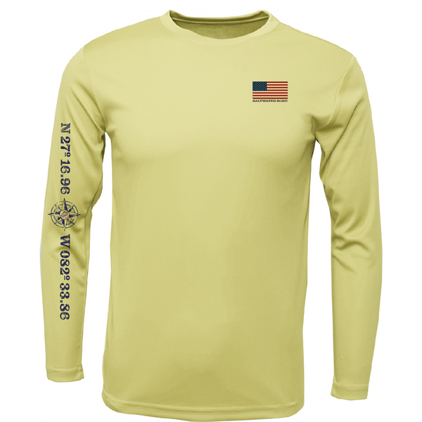Siesta Key American Flag On Chest Long Sleeve UPF 50+ Dry-Fit Shirt