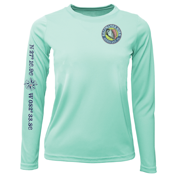 Siesta Key, FL Circle Logo Girl's Long Sleeve UPF 50+ Dry-Fit Shirt –  Saltwater Born
