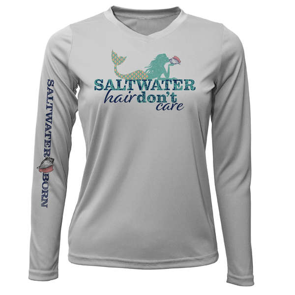 Key West, FL "Saltwater Hair...Don't Care" Long Sleeve UPF 50+ Dry-Fit Shirt