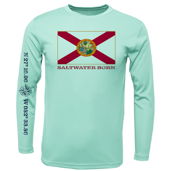 Siesta Key, FL Florida Flag Long Sleeve UPF 50+ Dry-Fit Shirt
