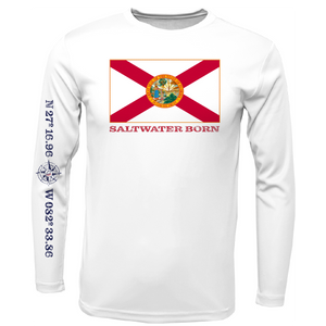 Siesta Key, FL Florida Flag Long Sleeve UPF 50+ Dry-Fit Shirt
