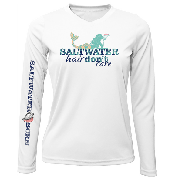 Siesta Key "Cabello de agua salada...Don't Care" Camisa de manga larga UPF 50+ Dry-Fit