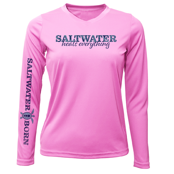 Camisa de manga larga con ajuste seco UPF 50+ "Saltwater Heals Everything" de Siesta Key