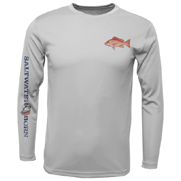 Snapper on Chest Long Sleeve UPF 50+ Dry-Fit Shirt