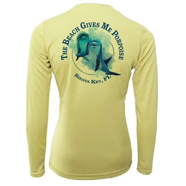Siesta Key "The Beach Gives me Porpoise" Women's Long Sleeve UPF 50+ Dry-Fit Shirt