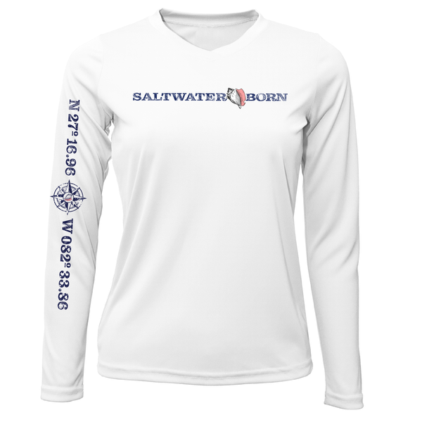 Siesta Key Camiseta de manga larga con logo lineal Saltwater Born y ajuste seco UPF 50+