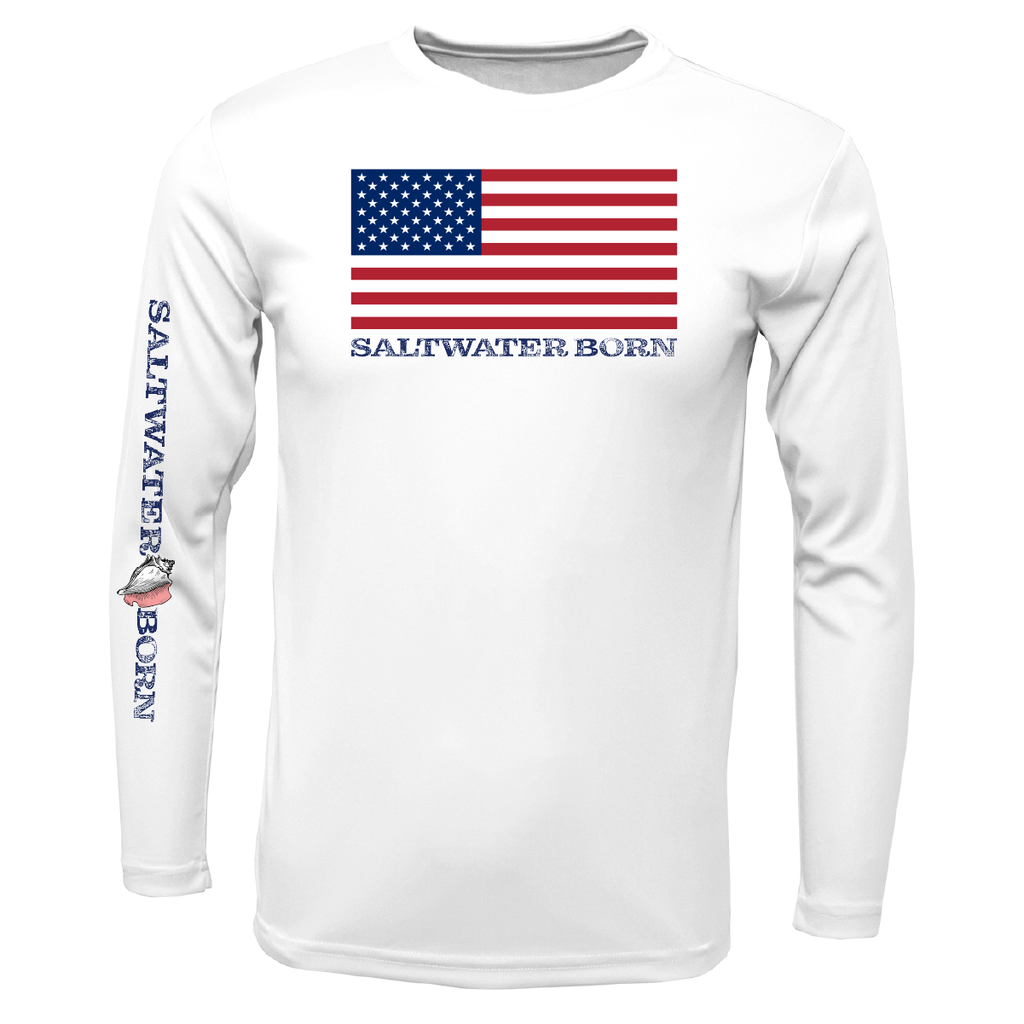 American Flag Boy's Long Sleeve UPF 50+ Dry-Fit Shirt – Saltwater Born