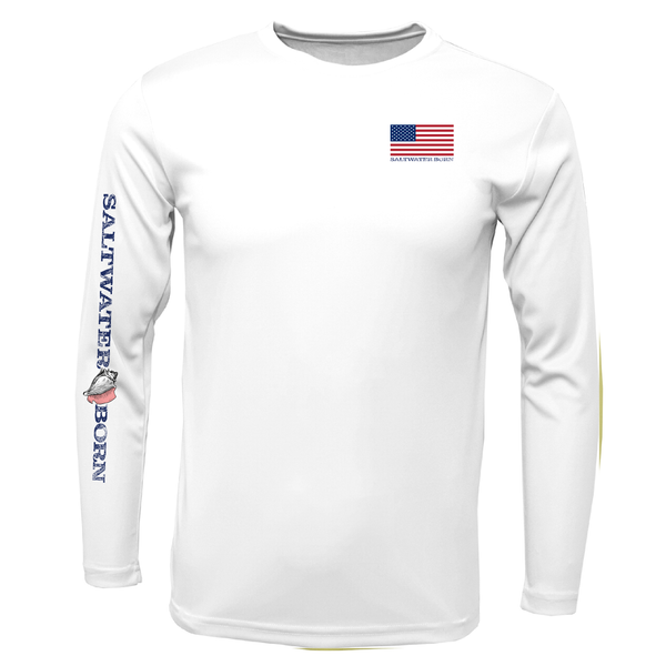American Flag On Chest Long Sleeve UPF 50+ Dry-Fit Shirt