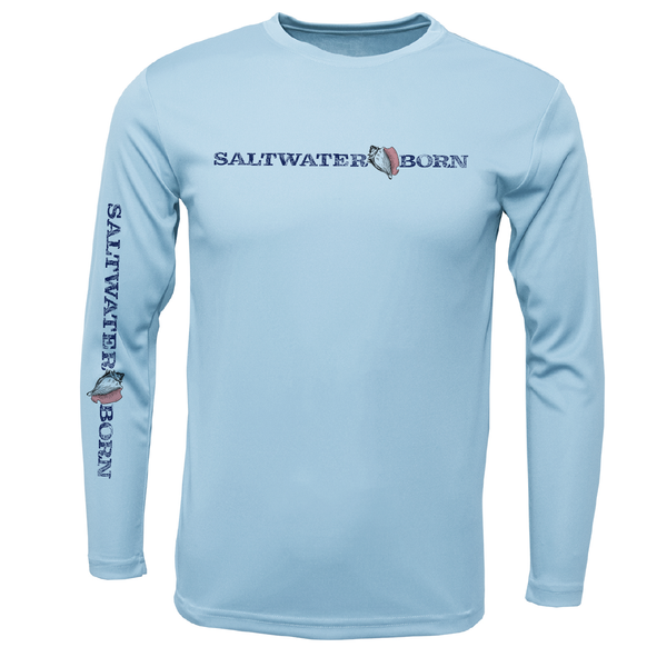 Key West, FL Saltwater Born Linear Logo Long Sleeve UPF 50+ Dry-Fit Shirt