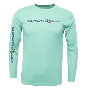 Key West, FL Saltwater Born Linear Logo Long Sleeve UPF 50+ Dry-Fit Shirt