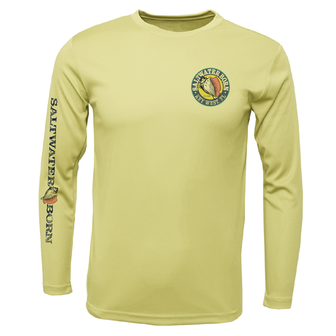Key West, FL Saltwater Born Circle Logo Clean Long Sleeve UPF 50+ Dry-Fit Shirt