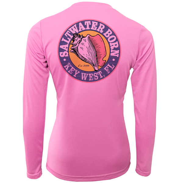Key West, FL "Saltwater Hair...Don't Care" Girl's Long Sleeve UPF 50+ Dry-Fit Shirt