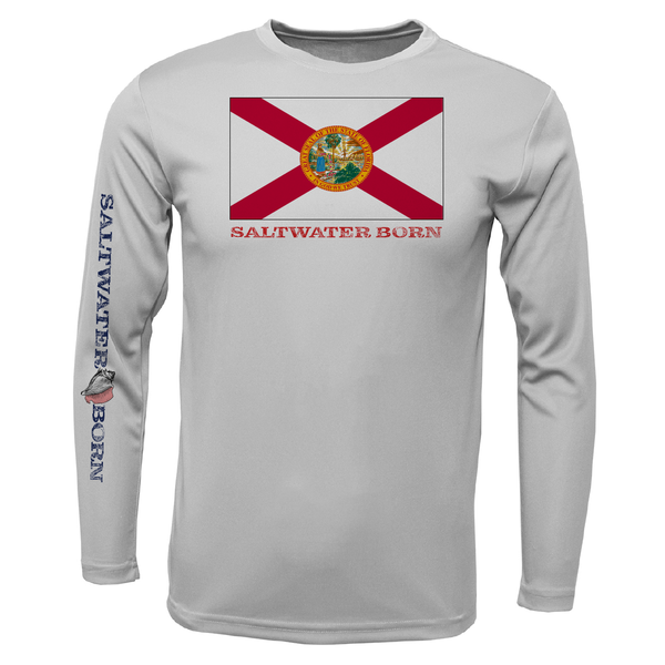 Camisa de manga larga con protección seca UPF 50+ para niños con bandera de Florida