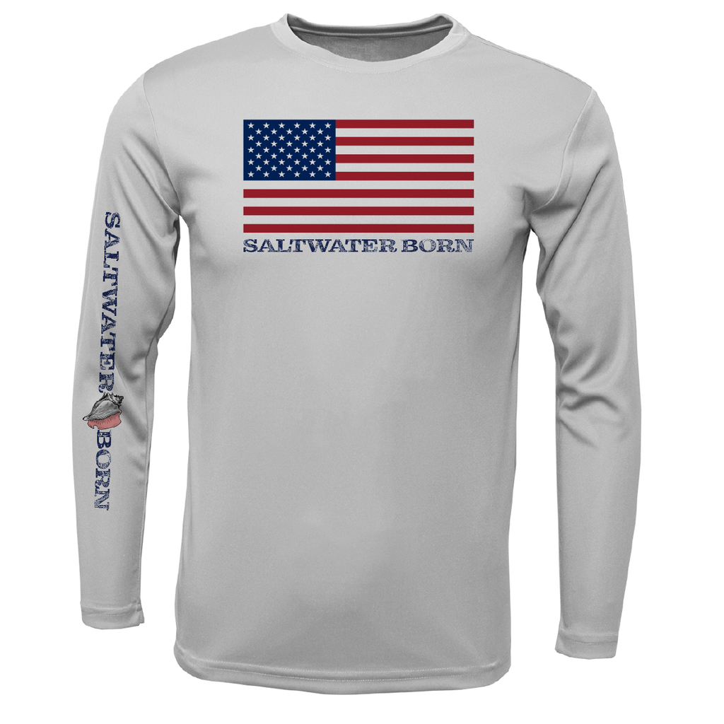 Clean American Flag Long Sleeve UPF 50+ Dry-Fit Shirt – Saltwater Born