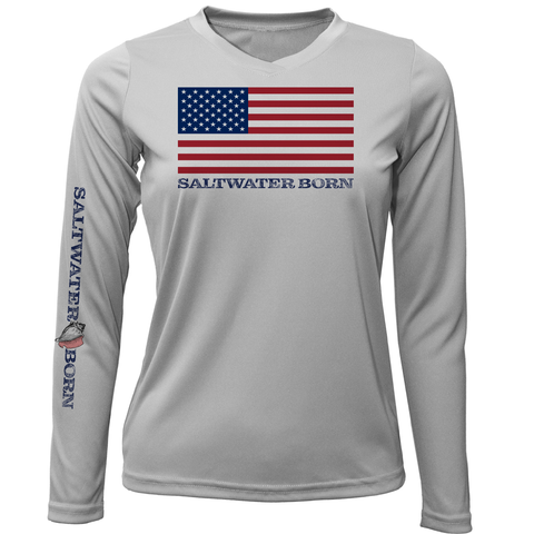 Camisa de manga larga con bandera estadounidense UPF 50+ Dry-Fit