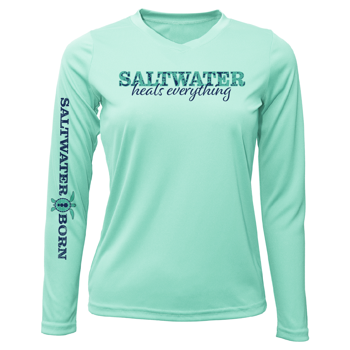 Key West, FL "Saltwater Heals Everything" Women's Long Sleeve UPF 50+ Dry-Fit Shirt