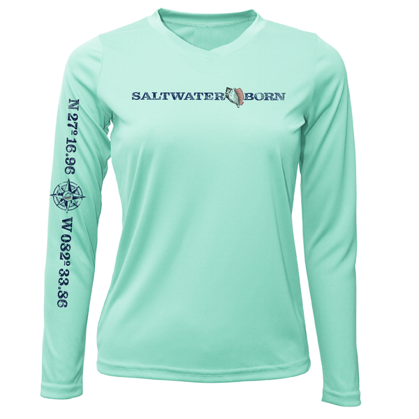 Siesta Key Camiseta de manga larga con logo lineal Saltwater Born y ajuste seco UPF 50+