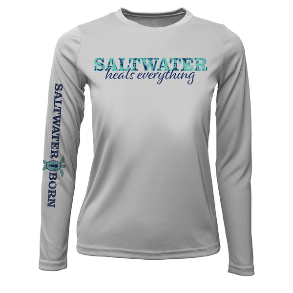 Key West, FL "Saltwater Heals Everything" Girl's Long Sleeve UPF 50+ Dry-Fit Shirt