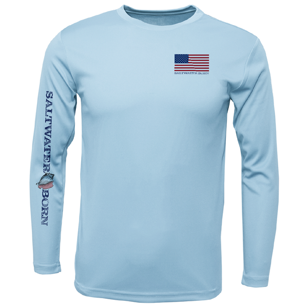 American Flag On Chest Long Sleeve UPF 50+ Dry-Fit Shirt