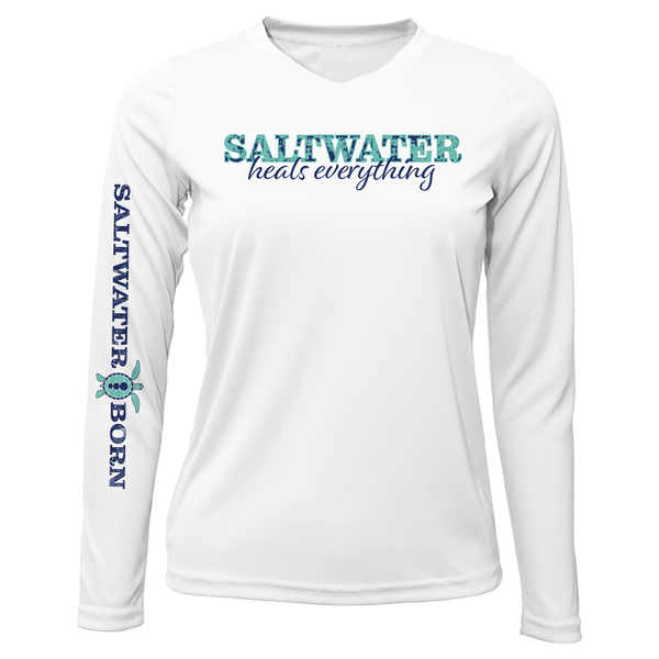 Camisa de manga larga con ajuste seco UPF 50+ "Saltwater Heals Everything" de Siesta Key